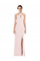Halter Neck Long Stretch Crepe Pink Sleeveless Formal Evening Gown / Prom Dress / Bridesmaid Dress Victoria
