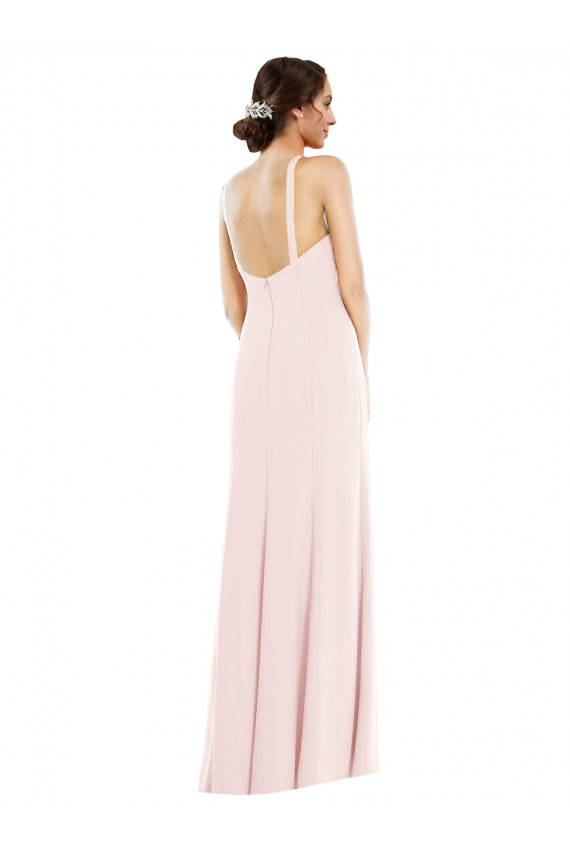 Halter Neck Long Stretch Crepe Pink Sleeveless Formal Evening Gown / Prom Dress / Bridesmaid Dress Victoria