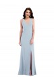 V-Neck Long Stretch Crepe Light Sky Blue Sleeveless Evening Dress / Bridesmaid Dress Victoria