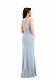 V-Neck Long Stretch Crepe Light Sky Blue Sleeveless Evening Dress / Bridesmaid Dress Victoria