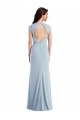 Long Stretch Crepe Light Sky Blue Cap Sleeves Formal Evening Gown / Prom Dress / Bridesmaid Dress Victoria
