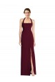 Halter Neck Long Stretch Crepe Burgundy Gold Sleeveless Semi Formal Evening Dress / Prom Dress / Bridesmaid Dress Victoria