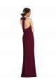 Halter Neck Long Stretch Crepe Burgundy Gold Sleeveless Semi Formal Evening Dress / Prom Dress / Bridesmaid Dress Victoria