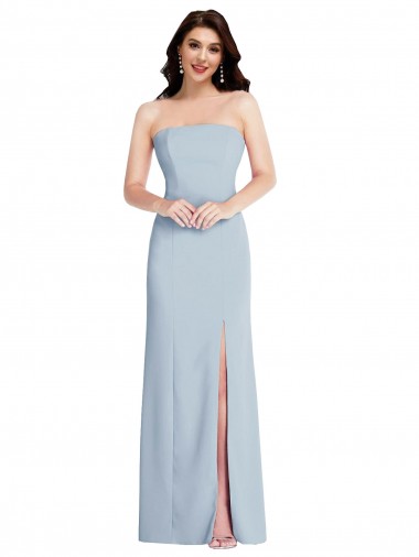 Strapless Long Stretch Crepe Light Sky Blue Sleeveless Formal Evening Gown / Prom Dress / Bridesmaid Dress Victoria