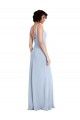 Square Neck Long Stretch Crepe Light Sky Blue Sleeveless Prom Dress / Bridesmaid Dress Victoria