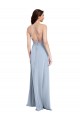 High Neck Long Stretch Crepe Light Sky Blue Sheath Sleeveless Formal Evening Gown / Prom Dress / Bridesmaid Dress Victoria