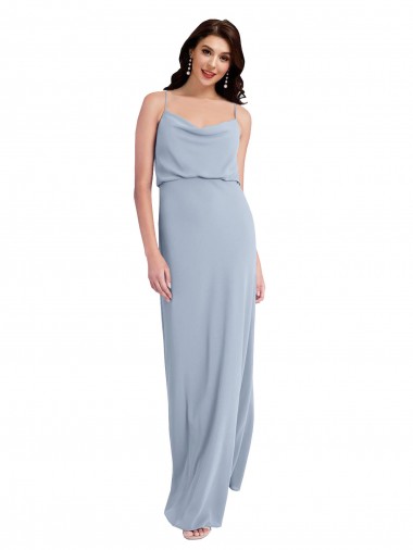 Cowl Neck Long Stretch Crepe Smoke Blue Sleeveless Formal Evening Gown / Prom Dress / Bridesmaid Dress Victoria