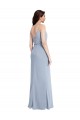 Cowl Neck Long Stretch Crepe Smoke Blue Sleeveless Formal Evening Gown / Prom Dress / Bridesmaid Dress Victoria