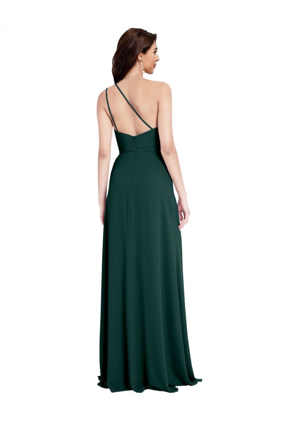 One Shoulder Long Stretch Crepe Midnight Green Sleeveless Formal Evening Gown / Prom Dress / Bridesmaid Dress Victoria