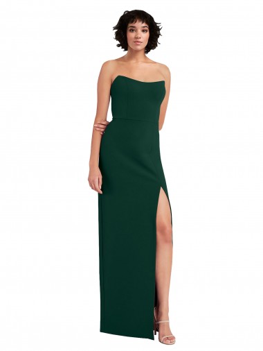 Strapless Long Stretch Crepe Midnight Green Sleeveless Formal Evening Gown / Prom Dress / Bridesmaid Dress Victoria