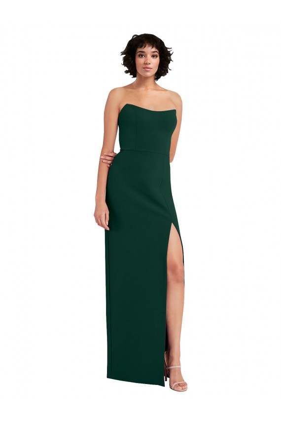 Strapless Long Stretch Crepe Midnight Green Sleeveless Formal Evening Gown / Prom Dress / Bridesmaid Dress Victoria