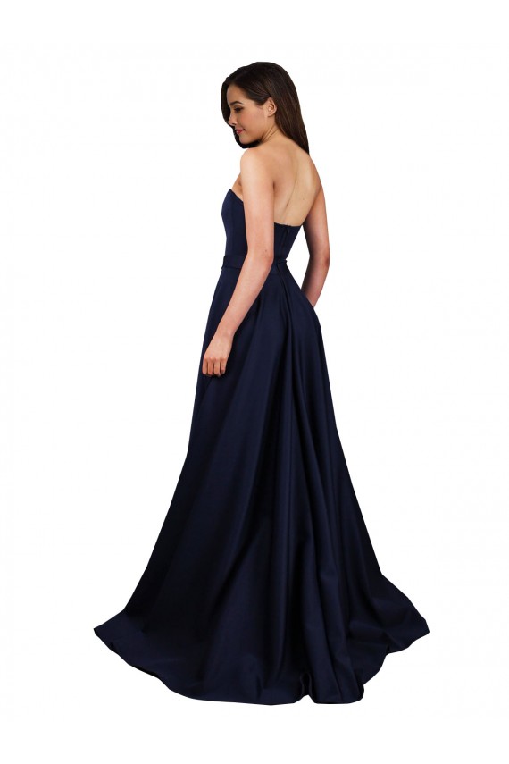 High Neck Long Stretch Crepe Dark Navy A-Line Sleeveless Formal Dress / Bridesmaid Dress Victoria