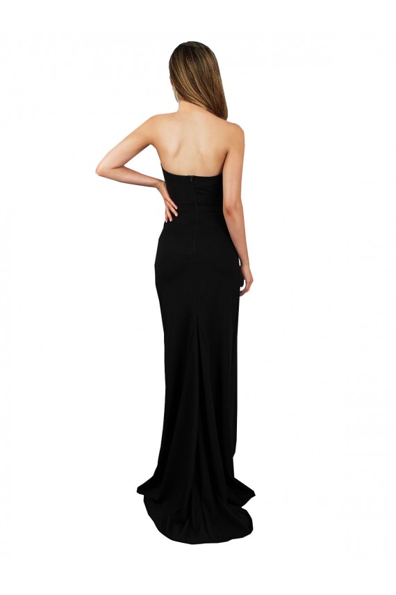 High Neck Long Stretch Crepe Black Column Sleeveless Formal Evening Gown / Prom Dress / Bridesmaid Dress Victoria