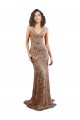 High Neck Long Stretch Crepe & Sequin Tulle Rose Gold Sleeveless Formal Evening Gown / Prom Dress / Bridesmaid Dress Victoria