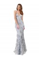 High Neck Long Stretch Crepe & Sequin Tulle Silver Sleeveless Formal Evening Gown / Prom Dress / Bridesmaid Dress Victoria