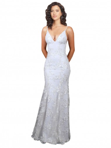 High Neck Long Stretch Crepe & Sequin Tulle White Sleeveless Formal Evening Gown / Prom Dress / Bridesmaid Dress Victoria