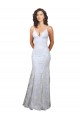 High Neck Long Stretch Crepe & Sequin Tulle White Sleeveless Formal Evening Gown / Prom Dress / Bridesmaid Dress Victoria