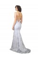 High Neck Long Stretch Crepe & Sequin Tulle White Sleeveless Formal Evening Gown / Prom Dress / Bridesmaid Dress Victoria