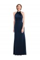 High Neck Long Stretch Crepe Dark Navy Sleeveless Semi Formal Evening Dress / Prom Dress / Bridesmaid Dress Victoria