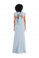 Jewel Neck Long Stretch Crepe Light Sky Blue Cap Sleeves Semi Formal Evening Dress / Bridesmaid Dress Victoria