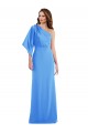 One Shoulder Long Stretch Crepe Peacock Blue Bell Sleeves Semi Formal Evening Dress / Prom Dress / Bridesmaid Dress Victoria