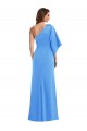 One Shoulder Long Stretch Crepe Peacock Blue Bell Sleeves Semi Formal Evening Dress / Prom Dress / Bridesmaid Dress Victoria