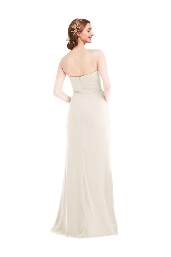 Strapless Long Stretch Crepe Ivory Sleeveless Semi Formal Evening Dress / Prom Dress / Bridesmaid Dress Victoria