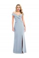 Off the Shoulder Long Stretch Crepe Light Sky Blue Sleeveless Semi Formal Evening Dress / Prom Dress / Bridesmaid Dress Victoria