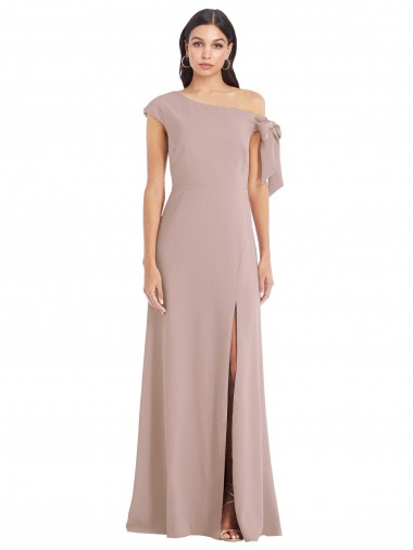 Off the Shoulder Long Stretch Crepe Dusty Pink Sleeveless Formal Evening Gown / Prom Dress / Bridesmaid Dress Victoria
