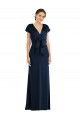 Off the Shoulder Long Stretch Crepe Dark Navy Cap Sleeves Formal Evening Gown / Prom Dress / Bridesmaid Dress Victoria