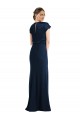 Off the Shoulder Long Stretch Crepe Dark Navy Cap Sleeves Formal Evening Gown / Prom Dress / Bridesmaid Dress Victoria