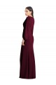 V-Neck Long Stretch Crepe Burgundy Gold Puff Sleeves Semi Formal Evening Dress / Prom Dress / Bridesmaid Dress Victoria