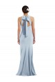 Jewel Neck Long Stretch Crepe Light Sky Blue Sleeveless Formal Evening Gown / Prom Dress / Bridesmaid Dress Victoria