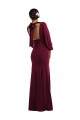 Bateau Neck Long Stretch Crepe Burgundy Gold Long Sleeves Formal Evening Gown / Prom Dress / Bridesmaid Dress Victoria