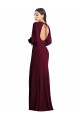 Bateau Neck Long Stretch Crepe Burgundy Gold Puff Sleeves Formal Dress / Bridesmaid Dress Victoria