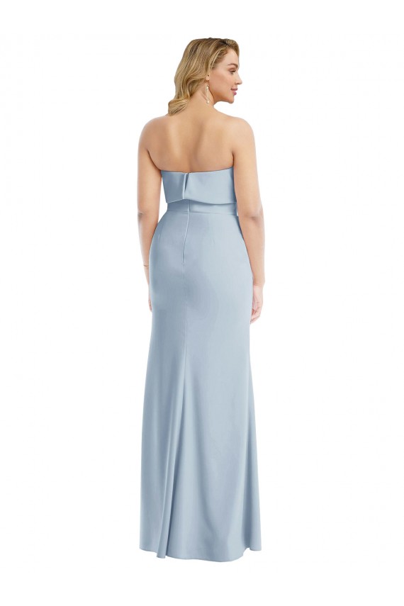 Strapless Long Stretch Crepe Light Sky Blue Sleeveless Semi Formal Evening Dress / Prom Dress / Bridesmaid Dress Victoria