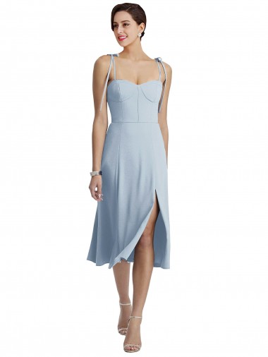 Sweetheart Midi Length Stretch Crepe Light Sky Blue Sleeveless Evening Gown / Prom Dress / Bridesmaid Dress Victoria