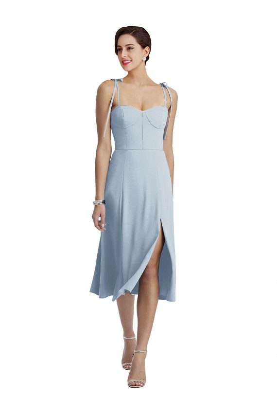 Sweetheart Midi Length Stretch Crepe Light Sky Blue Sleeveless Evening Gown / Prom Dress / Bridesmaid Dress Victoria