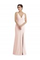 V-Neck Long Stretch Crepe Pink Sleeveless Formal Evening Gown / Prom Dress / Bridesmaid Dress Victoria