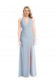 Halter Neck Long Stretch Crepe Light Sky Blue Sleeveless Bridesmaid Dress / Evening Dress Victoria