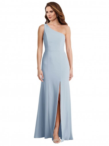 One Shoulder Long Stretch Crepe Light Sky Blue Sleeveless Formal Evening Gown / Prom Dress / Bridesmaid Dress Victoria