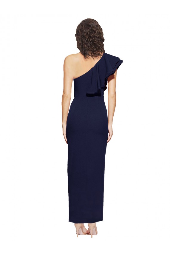 One Shoulder Long Stretch Crepe Dark Navy Sheath Sleeveless Formal Evening Gown / Prom Dress / Bridesmaid Dress Victoria