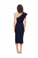 One Shoulder Midi Length Stretch Crepe Dark Navy Sleeveless Formal Evening Gown / Prom Dress / Bridesmaid Dress Victoria