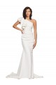 One Shoulder Sweep Train Stretch Crepe Ivory Sleeveless Semi Formal Evening Dress / Prom Dress / Bridesmaid Dress Victoria