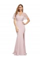 Sweetheart Long Stretch Crepe & Tulle Mauve Short Sleeves Formal Evening Gown / Prom Dress / Bridesmaid Dress Victoria