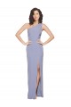 One Shoulder Long Stretch Crepe Smoke Blue Sleeveless Formal Evening Gown / Prom Dress / Bridesmaid Dress Victoria