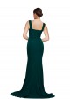 Square Neck Sweep Train Stretch Crepe Midnight Green Sleeveless Semi Formal Evening Dress / Prom Dress / Bridesmaid Dress Victoria