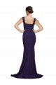 Square Neck Sweep Train Stretch Crepe Dark Navy Sleeveless Semi Formal Evening Dress / Prom Dress / Bridesmaid Dress Victoria