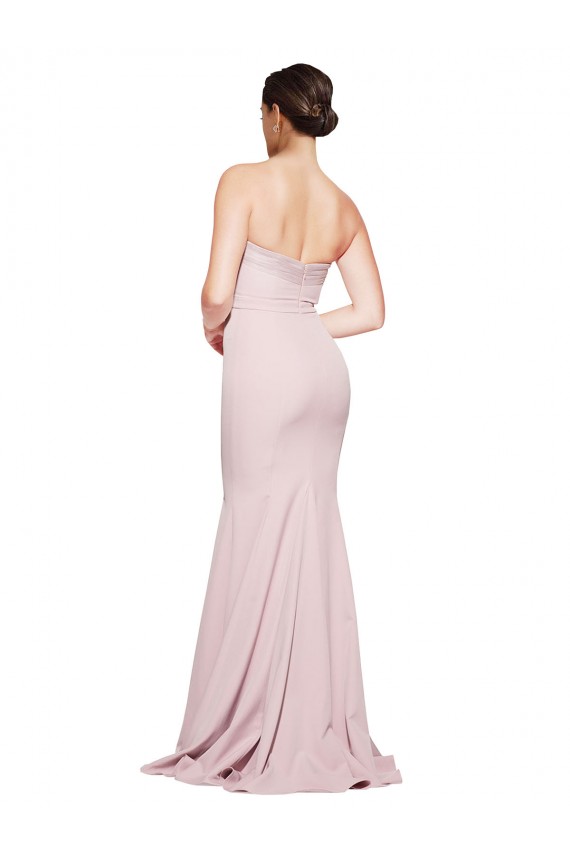 Strapless Sweep Train Stretch Crepe Mauve Sleeveless Formal Evening Gown / Prom Dress / Bridesmaid Dress Victoria