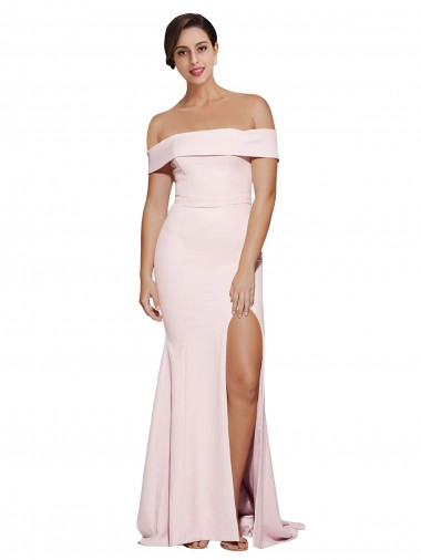 Square Neck Sweep Train Stretch Crepe Pink Sleeveless Formal Evening Gown / Prom Dress / Bridesmaid Dress Victoria